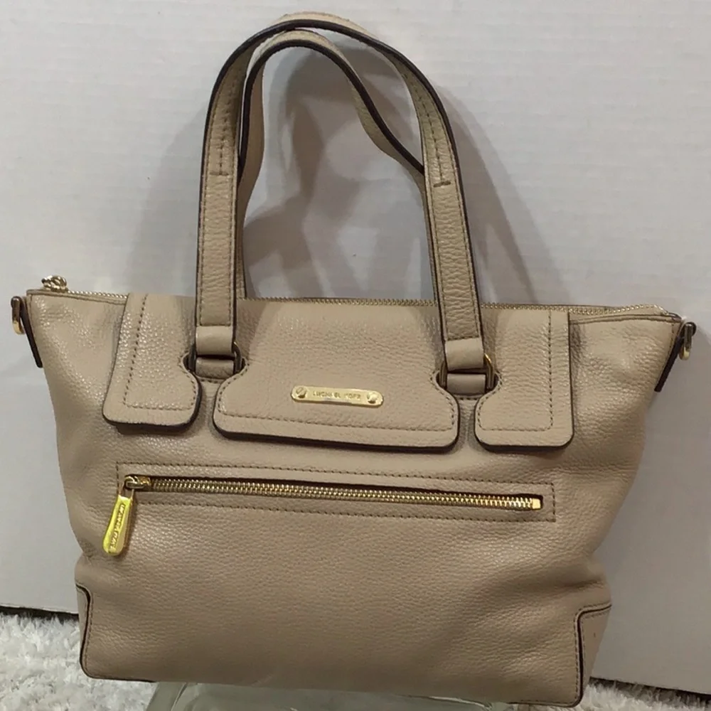 MMK taupe pebbled leather satchel